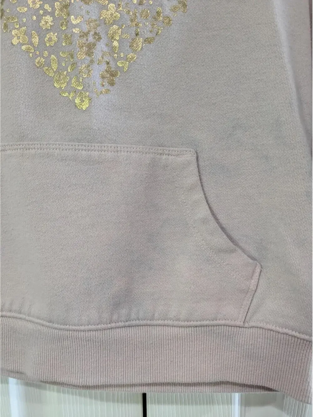Cat & Jack Girl's Hoodie Sweatshirt, Light Pink, Gold Floral Heart, Small 6/6X